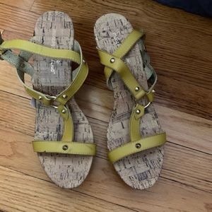 Yellow wedge sandals